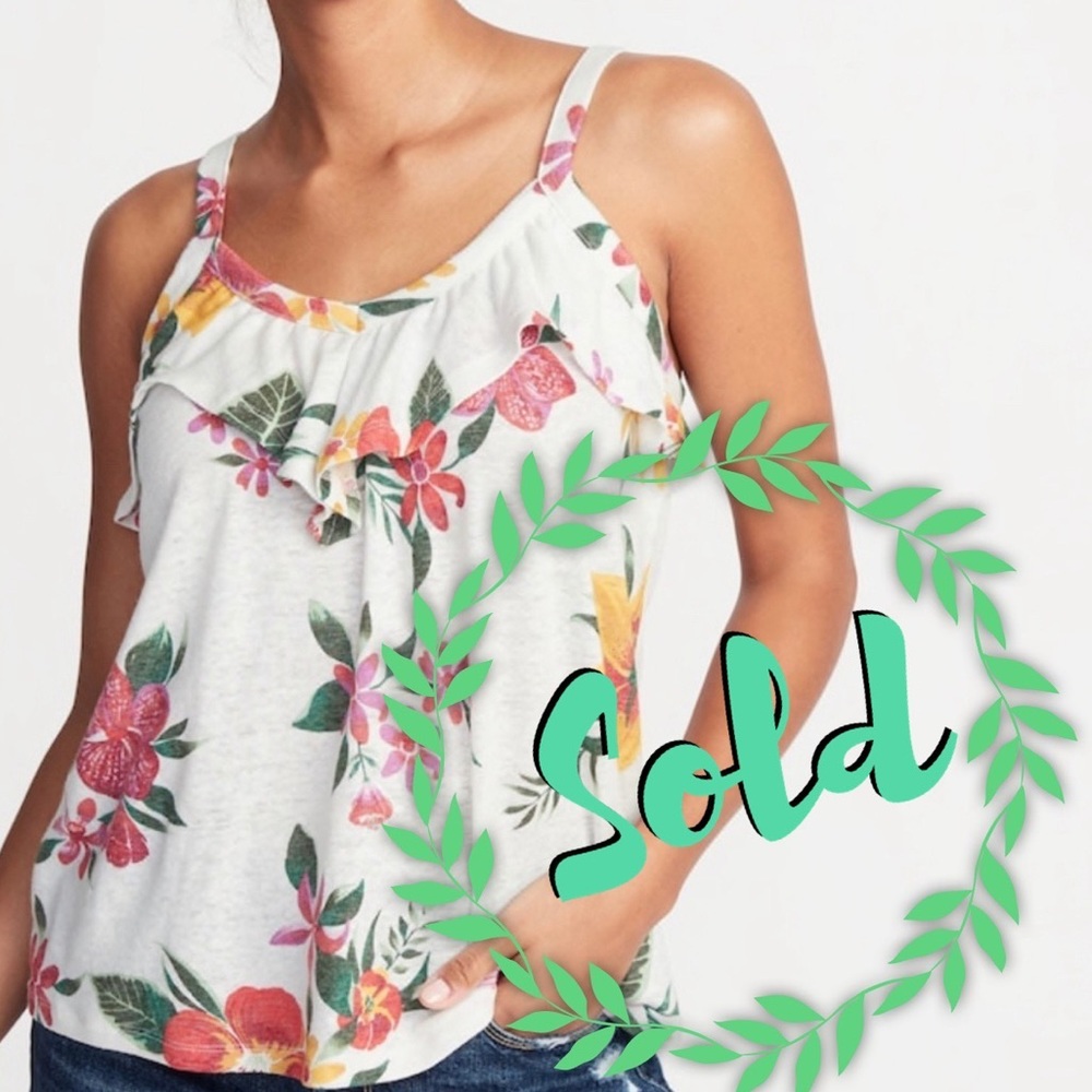 Floral Tank with Ruffle